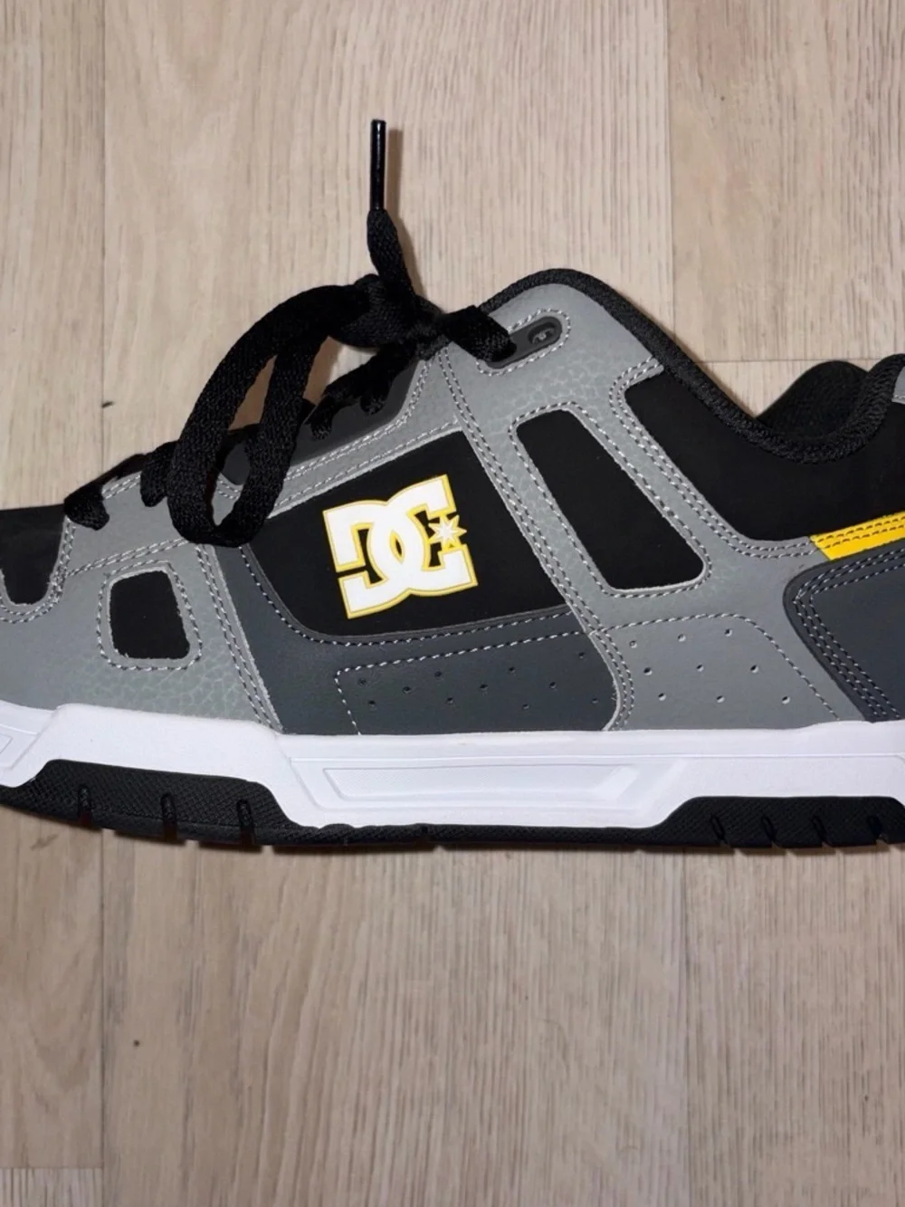 DC  Gray & Black Skate Shoe with Yellow Accent